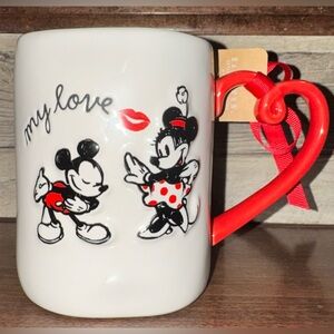 Cute 🥰 Disney Mug with Mickey & Minnie Mouse and Red Heart Handle “my Love” 🫶